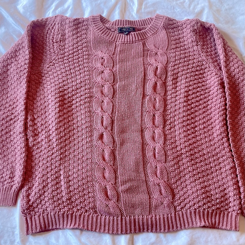 Cozy Pink Cable Knit Sweater